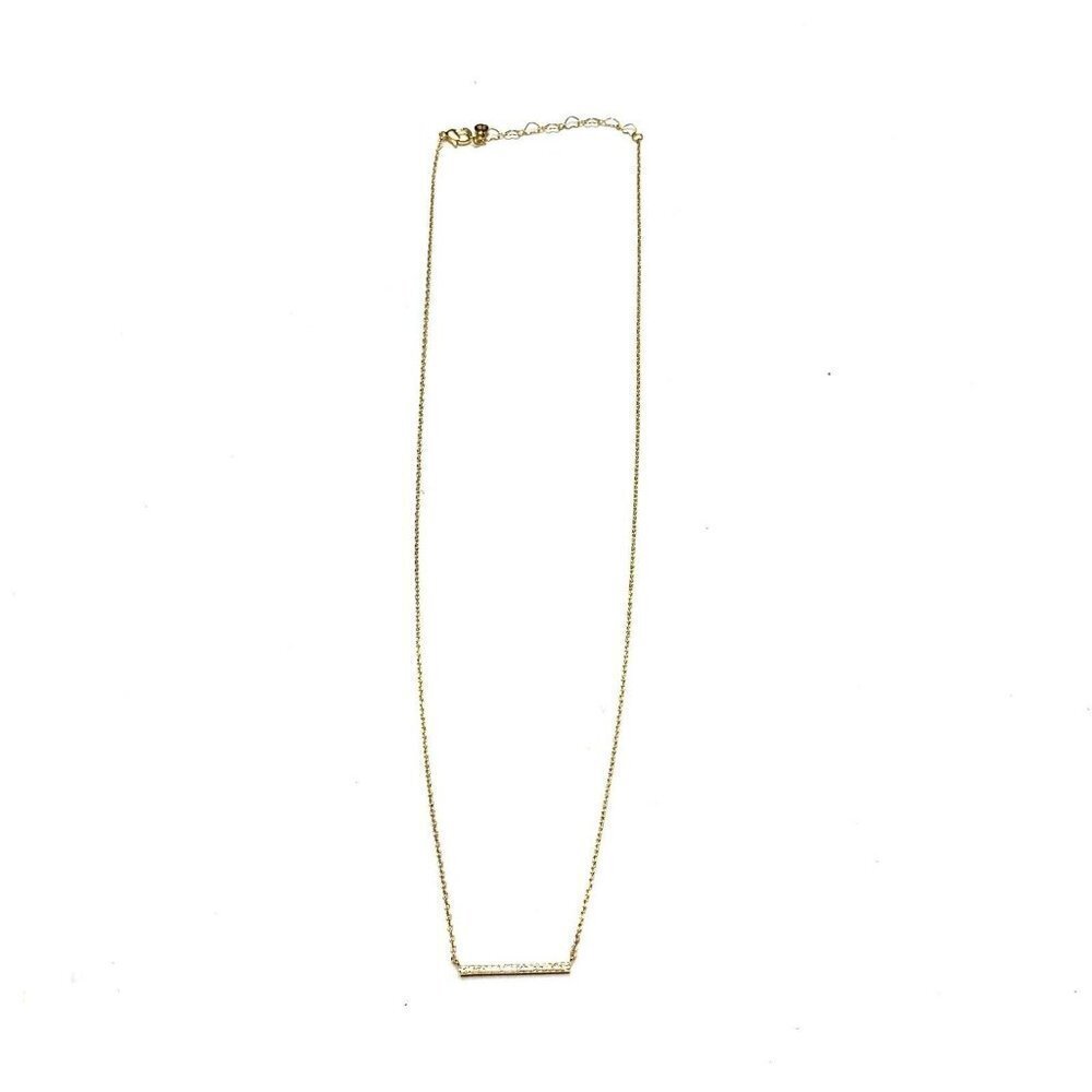 NIB SECRET BOX CZ Bar Necklace 14 Karat Gold Dipped Adjustable Jewelry